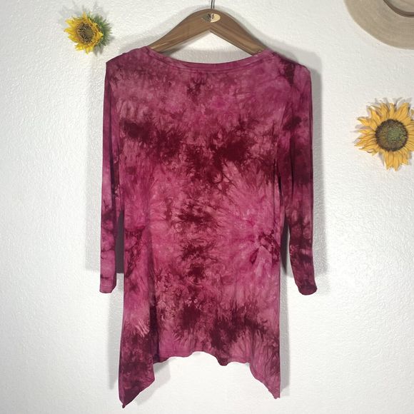 Como Vintage Pink Tie Dye Away Boho Hippy Soft Blouse Size Medium Women’s - Picture 6 of 10